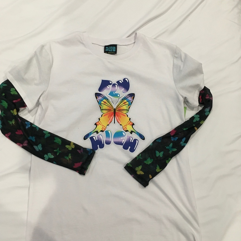 Zumiez layered butterfly shirt alab new never used with tags small woman’s